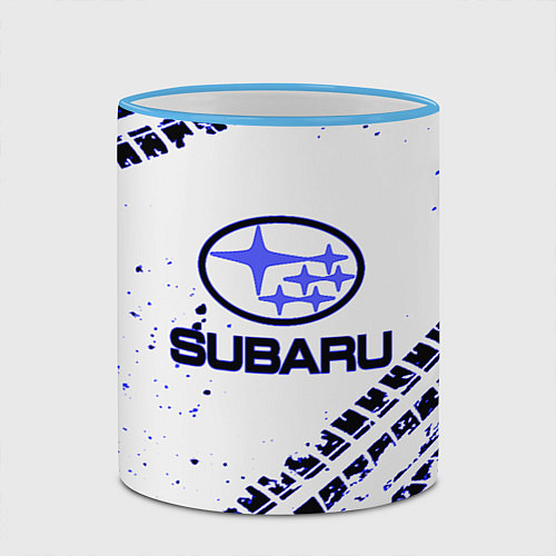 Кружка цветная SUBARU / 3D-Небесно-голубой кант – фото 2