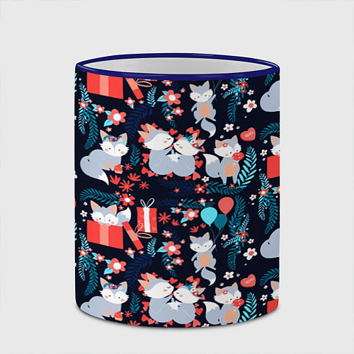 Кружка цветная Котики Подарки / 3D-Синий кант – фото 2