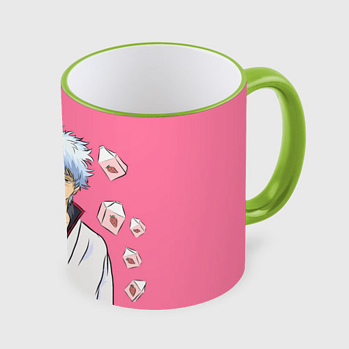 Кружка цветная Gintama Гинтама / 3D-Светло-зеленый кант – фото 1