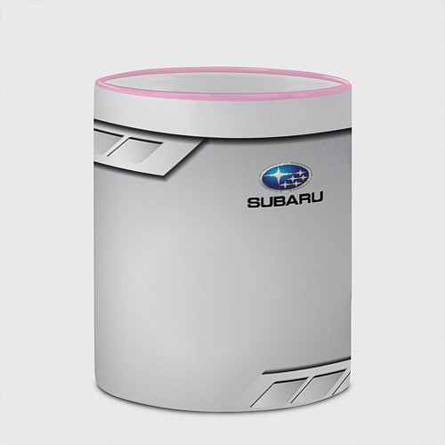 Кружка цветная SUBARU СУБАРУ / 3D-Розовый кант – фото 2
