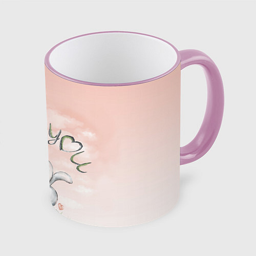 Кружка цветная Люблю тебя / 3D-Розовый кант – фото 1