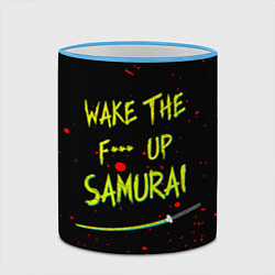 Кружка 3D WAKE THE F*** UP SAMURAI, цвет: 3D-небесно-голубой кант — фото 2