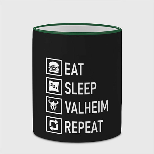 Кружка цветная EatSleepValheimRepeat / 3D-Зеленый кант – фото 2