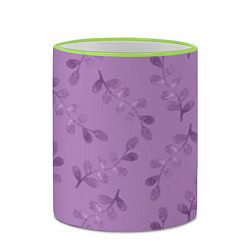 Кружка 3D Листья на фиолетовом фоне, цвет: 3D-светло-зеленый кант — фото 2