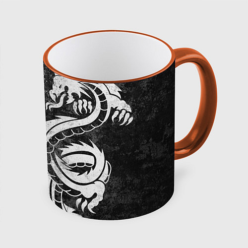 Кружка цветная ДРАКОНЫ DRAGONS / 3D-Оранжевый кант – фото 1
