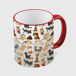 Кружка 3D Узор песики собачки гав, цвет: 3D-красный кант