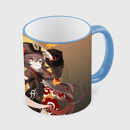 Кружка цветная GENSHIN IMPACT HU TAO / 3D-Небесно-голубой кант – фото 1