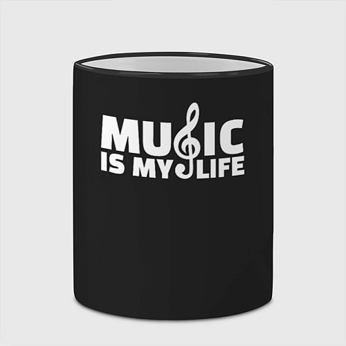 Кружка цветная Music is My Life / 3D-Черный кант – фото 2