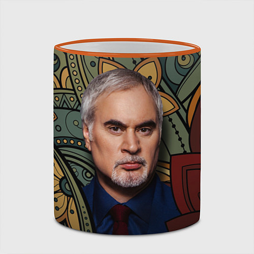 Кружка цветная Меладзе Цветы Мандала / 3D-Оранжевый кант – фото 2