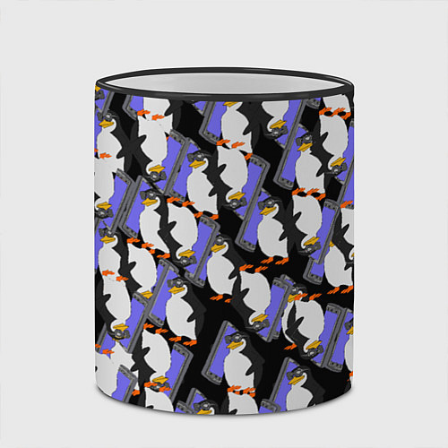 Кружка цветная Пингвины звонят друг другу / 3D-Черный кант – фото 2