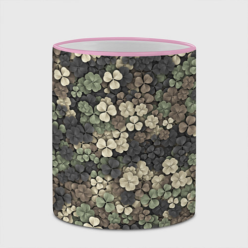 Кружка цветная Камуфляж с клевером / 3D-Розовый кант – фото 2