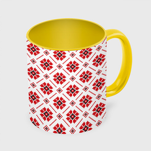 Кружка цветная Славянская одежда / 3D-Белый + желтый – фото 1