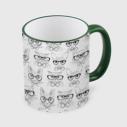 Кружка 3D Кошки в очках, цвет: 3D-зеленый кант