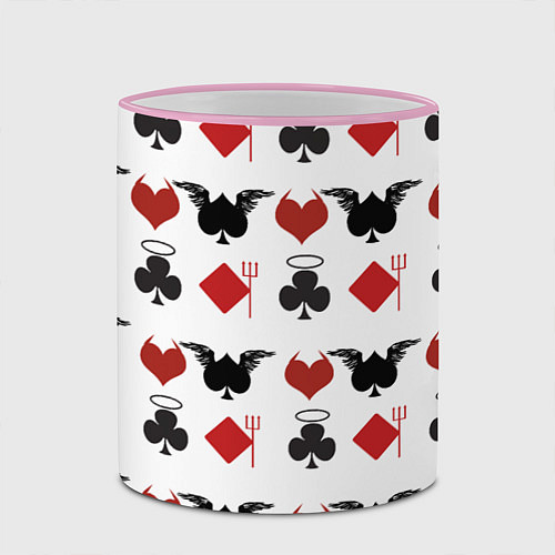 Кружка цветная Карточные масти / 3D-Розовый кант – фото 2