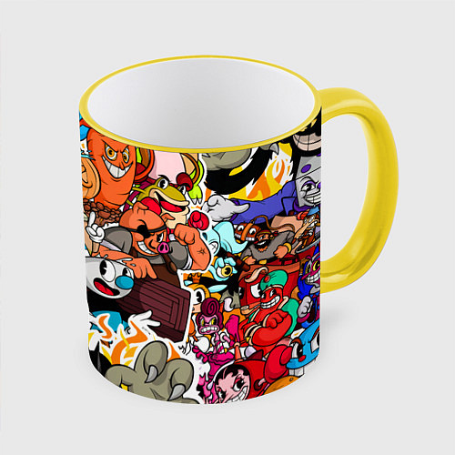 Кружка цветная CUPHEAD / 3D-Желтый кант – фото 1