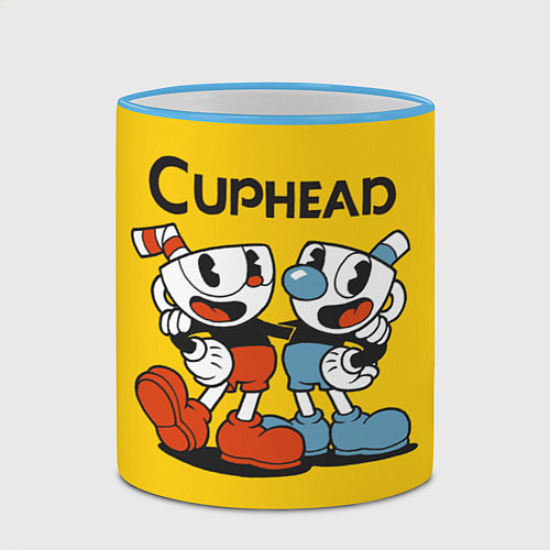 Кружка цветная CUPHEAD / 3D-Небесно-голубой кант – фото 2