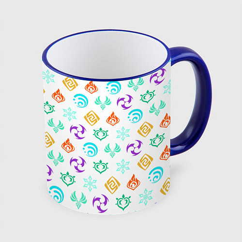 Кружка цветная GENSHIN IMPACT ЭМБЛЕМЫ / 3D-Синий кант – фото 1