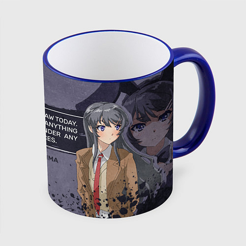 Кружка цветная Bunny and Mai / 3D-Синий кант – фото 1