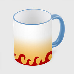 Кружка 3D ШИНДЖУРО РЕНГОКУ KNY, цвет: 3D-небесно-голубой кант