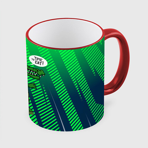 Кружка цветная Крокодил: Время кушать / 3D-Красный кант – фото 1
