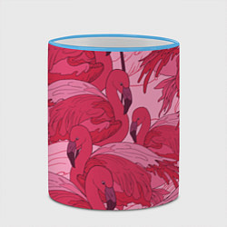 Кружка 3D Розовые фламинго, цвет: 3D-небесно-голубой кант — фото 2