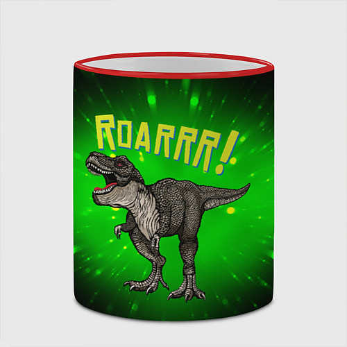 Кружка цветная Roarrr! Динозавр T-rex / 3D-Красный кант – фото 2