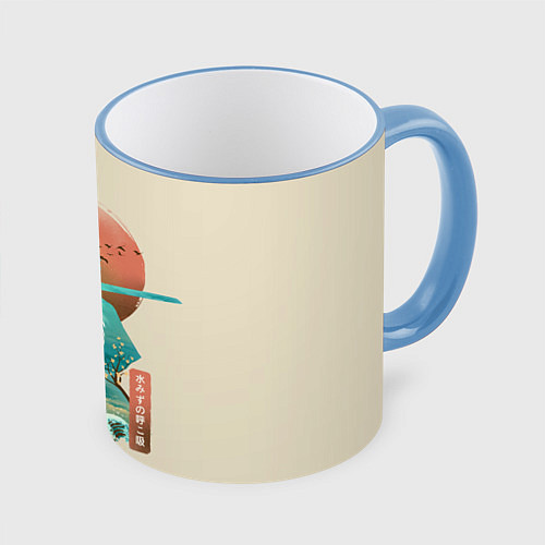 Кружка цветная Demon Slayer Tanjiro / 3D-Небесно-голубой кант – фото 1