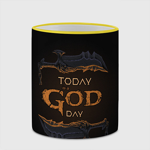 Кружка цветная God day GOW / 3D-Желтый кант – фото 2