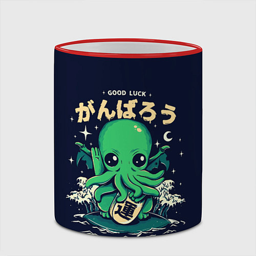 Кружка цветная Cthulhu Good Luck / 3D-Красный кант – фото 2