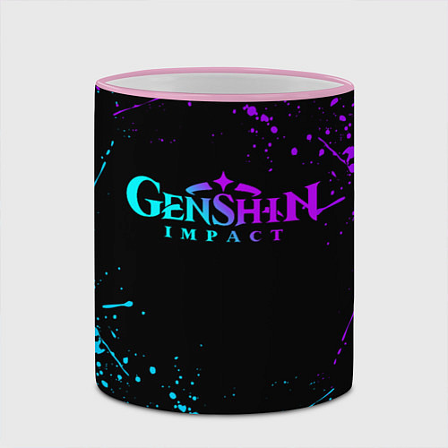 Кружка цветная GENSHIN IMPACT NEON LOGO / 3D-Розовый кант – фото 2