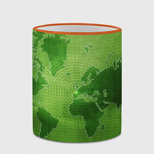 Кружка цветная Карта мира / 3D-Оранжевый кант – фото 2