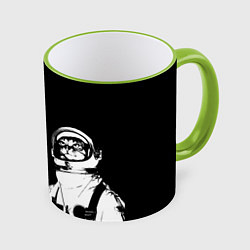 Кружка 3D Коты Космонавты, цвет: 3D-светло-зеленый кант