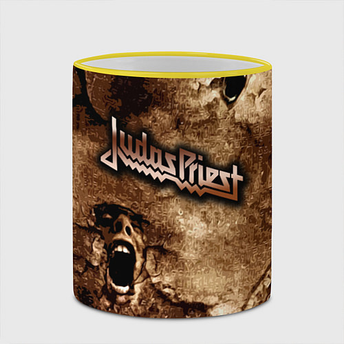 Кружка цветная JUDAS PRIEST SCREAM / 3D-Желтый кант – фото 2