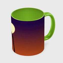 Кружка 3D Сиреноголовый Хоррор Закат, цвет: 3D-белый + светло-зеленый
