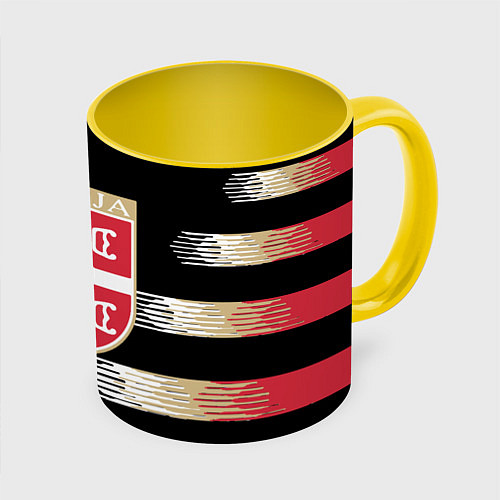 Кружка цветная Сборная Сербии / 3D-Белый + желтый – фото 1