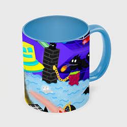 Кружка 3D Geometry Dash: RobTop Z, цвет: 3D-белый + небесно-голубой
