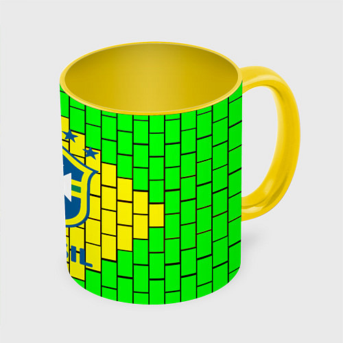 Кружка цветная Сборная Бразилии / 3D-Белый + желтый – фото 1