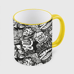Кружка 3D Тату ретро, цвет: 3D-желтый кант