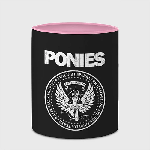 Кружка цветная Pony x Ramones / 3D-Белый + розовый – фото 2