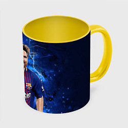 Кружка 3D Лионель Месси Барселона 10, цвет: 3D-белый + желтый