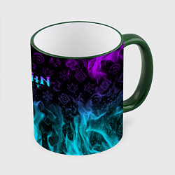 Кружка 3D GENSHIN IMPACT НЕОНОВЫЙ ОГОНЬ, цвет: 3D-зеленый кант