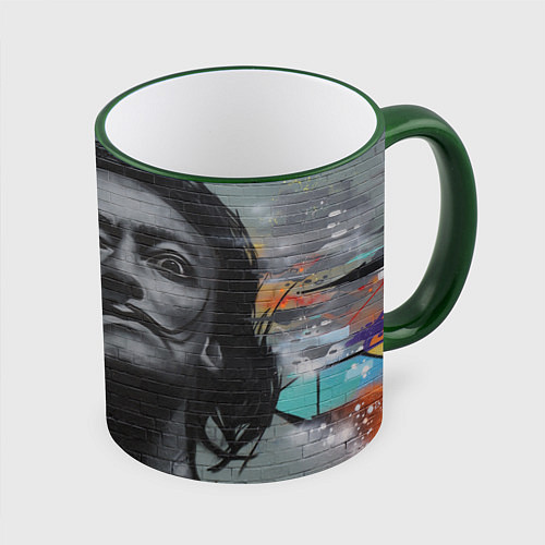 Кружка цветная Сальвадор Дали / 3D-Зеленый кант – фото 1