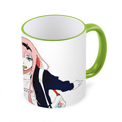 Кружка 3D Zero Two, Darling in the Franx, цвет: 3D-светло-зеленый кант