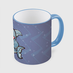 Кружка 3D Акула, цвет: 3D-небесно-голубой кант