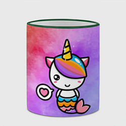 Кружка 3D Русалка Единорог Z, цвет: 3D-зеленый кант — фото 2