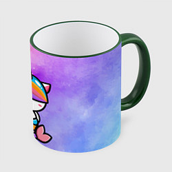 Кружка 3D Русалка Единорог Z, цвет: 3D-зеленый кант