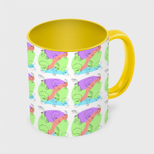 Кружка цветная Лица / 3D-Белый + желтый – фото 1