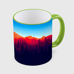 Кружка 3D Одинокая вышка, цвет: 3D-светло-зеленый кант