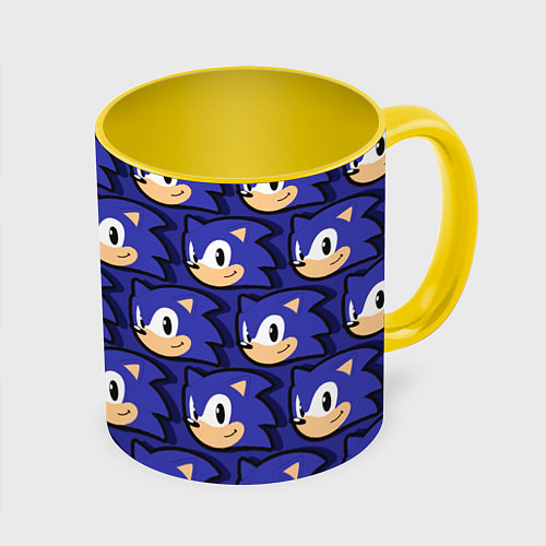 Кружка цветная Sonic pattern / 3D-Белый + желтый – фото 1