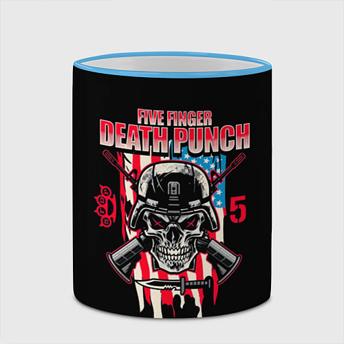 Кружка цветная 5FDP Five Finger Death Punch / 3D-Небесно-голубой кант – фото 2